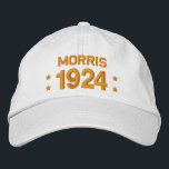 Born in 1923 or Any Year 90th Birthday V11 WHITE Embroidered Hat<br><div class="desc">Born in 1923 or Any Year 90th Birthday V11 WHITE Hat GOLD Embroidery with STARS Fun birthday hat that you can personalise with a sentiment, name, and year. All text is customisable, so also suitable for a 90 91 92 93 94 95 96 97 98 99 or any other year...</div>