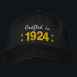 Born in 1924 or Any Year 90th Birthday V02 BLACK Embroidered Hat<br><div class="desc">Born in 1954 or Any Year 60th Birthday V02 BLACK Hat WHITE and GOLD Embroidery with STARS Fun birthday hat that you can personalise with a sentiment, name, and year. All text is customisable, so also suitable for a 90 91 92 93 94 95 96 97 98 99 or any...</div>