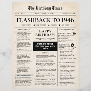 Born in 1946 Mock Newspaper sepia