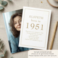 Born in 1951 Gold Text Photo 75th Birthday Party