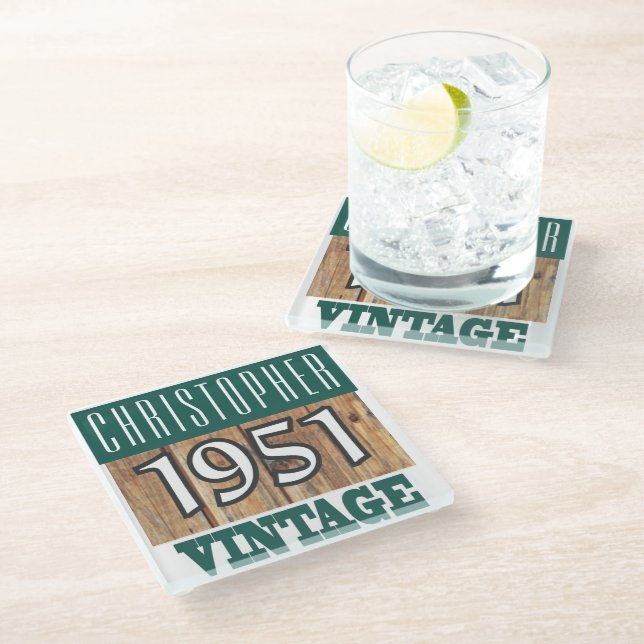 Born in 1951 Vintage Glass Coaster (Angled)