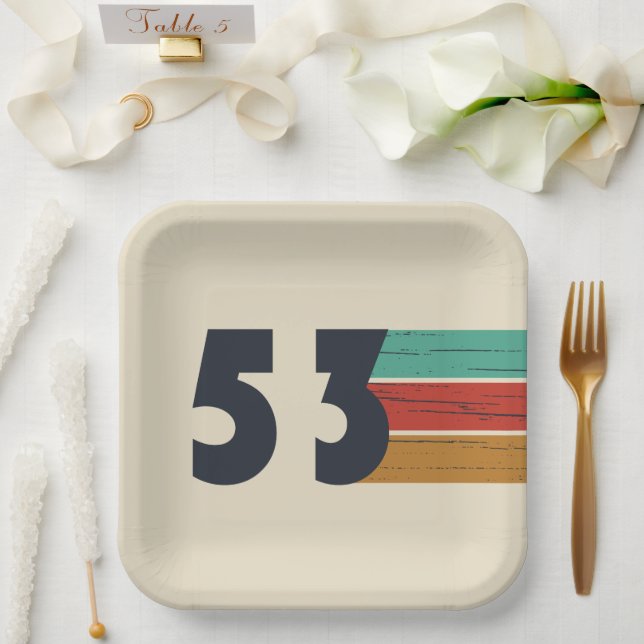 born in 1953 vintage birthday paper plate (Wedding)