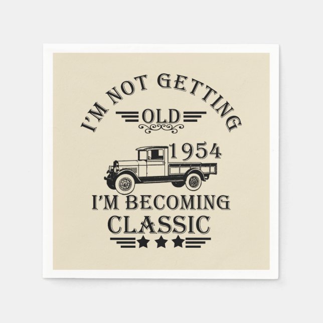 born in 1954 vintage birthday party napkin (Front)