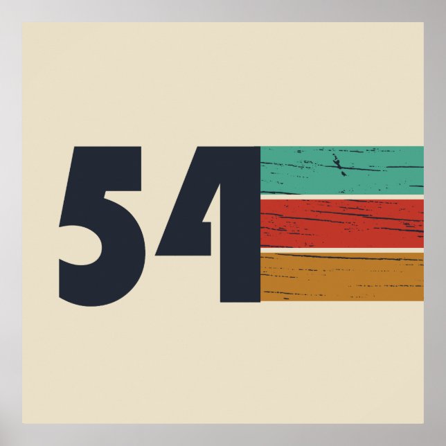 born in 1954 vintage birthday poster (Front)