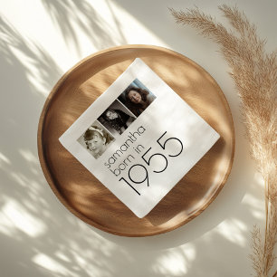 Born in 1955 3 Photos 70th Birthday Party Napkin