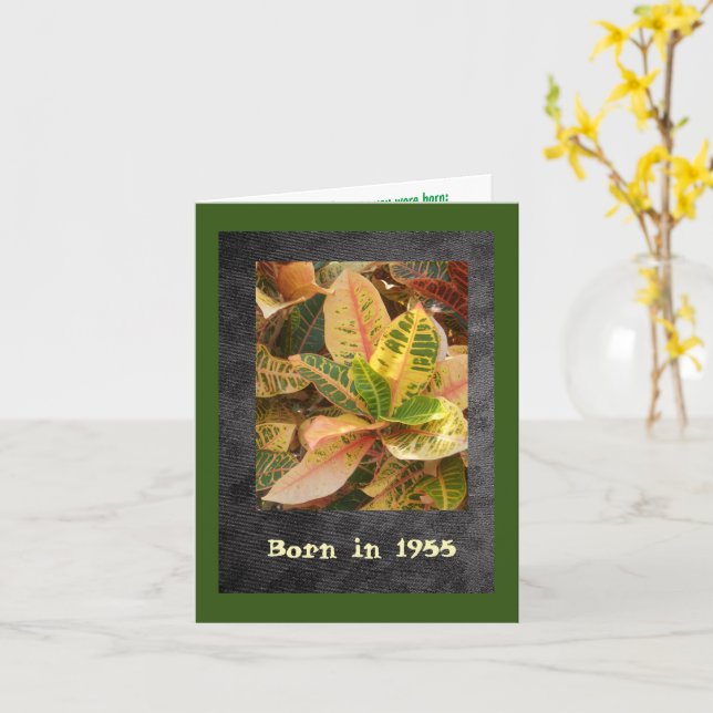 Born in 1955 Birthday Fun Facts Card (Yellow Flower)