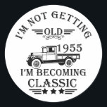 Born in 1955 vintage birthday gifts classic round sticker<br><div class="desc">You can add some originality to your wardrobe collection with this vintage classic birthday graphic design with awesome typography font lettering, It is a great gift for men, women, husbands, wife, girlfriend, and a boyfriend who will love this one-of-a-kind artwork. The best amazing and funny holiday present for your happy...</div>