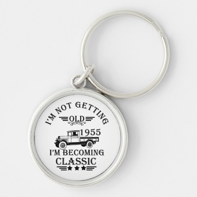 Born in 1955 vintage birthday gifts key ring (Front)