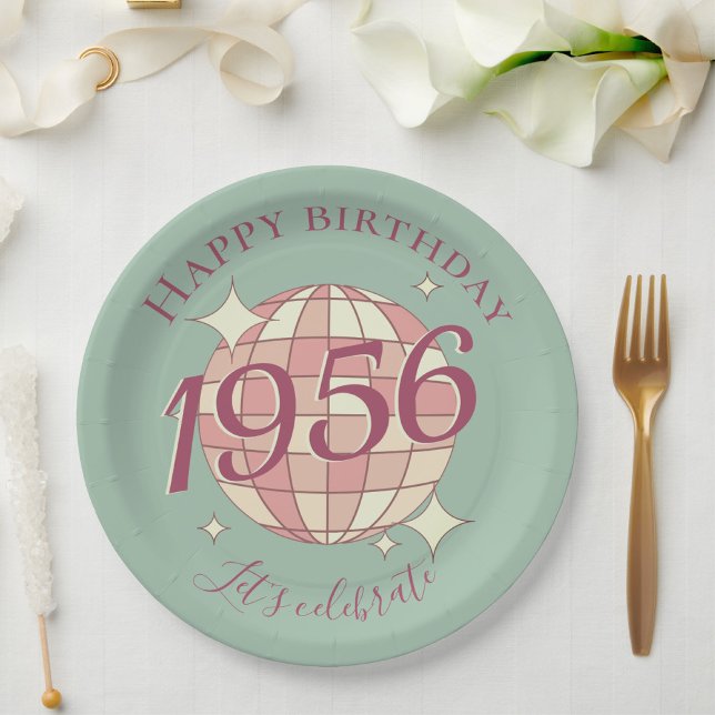 Born in 1956 70th birthday party decor Paper Plate (Creator Uploaded)