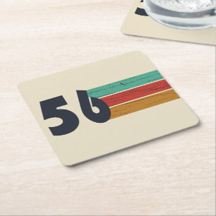 Born in 1956 vintage 70th birthday party square paper coaster