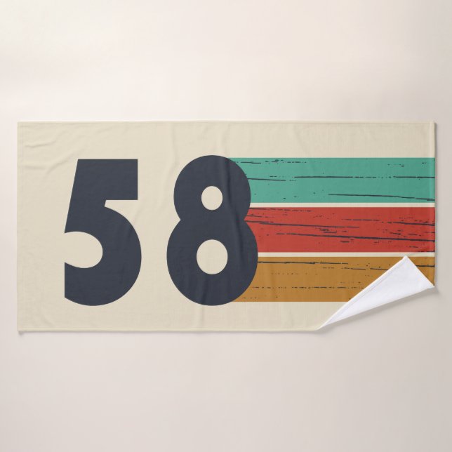 born in 1958 vintage birthday bath towel (Bath Towel)