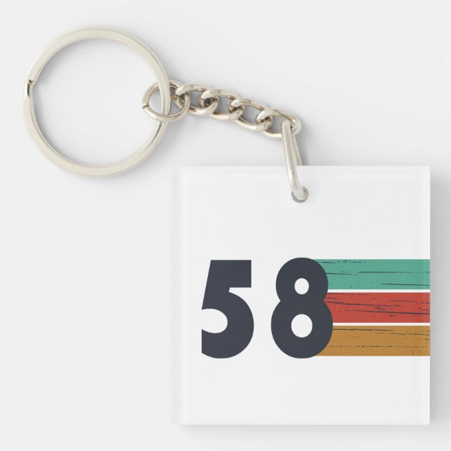 born in 1958 vintage birthday key ring (Front)