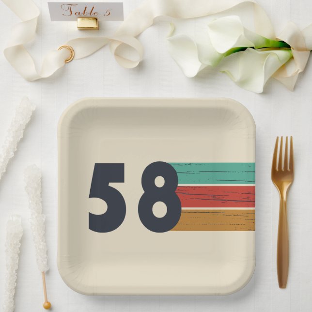 born in 1958 vintage birthday paper plate (Wedding)