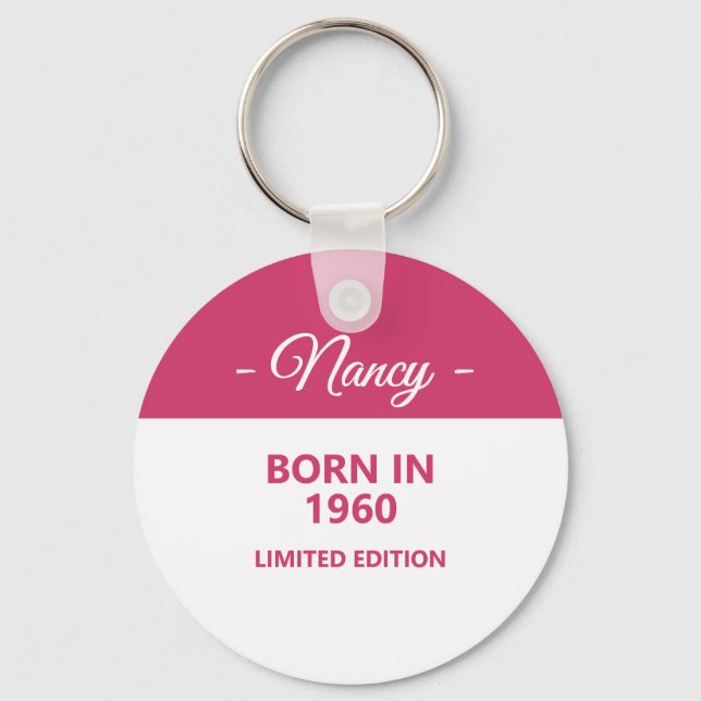 Born in 1960 Vivifying Birthday Key Ring (Front)