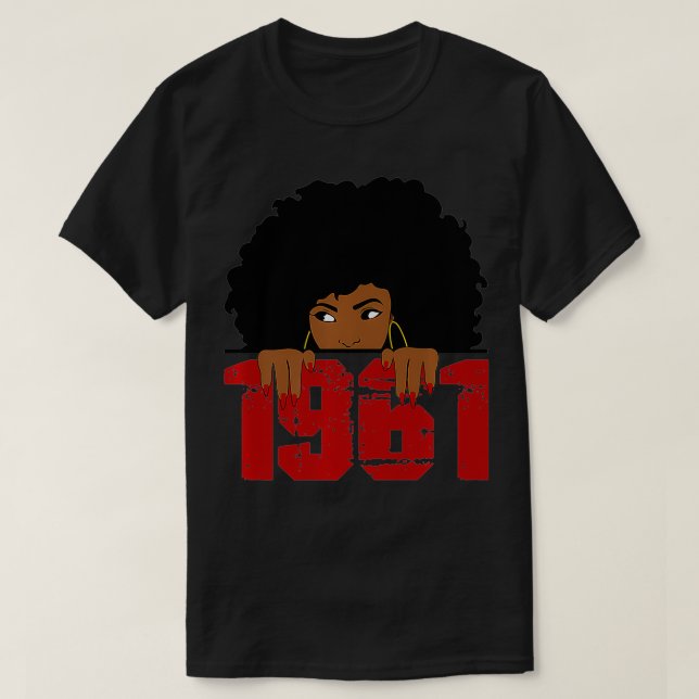 Born in 1961 60th Birthday 60 Years Old Black Wome T-Shirt (Design Front)