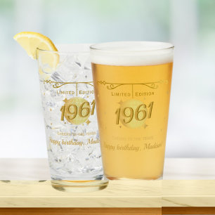 Born in 1961 65th birthday party drinks barware glass