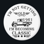 born in 1961 vintage birthday mens gift magnet<br><div class="desc">You can add some originality to your wardrobe collection with this vintage classic truck graphic design with awesome typography font lettering, is a great gift idea for men, women, husbands, wife girlfriend, and a boyfriend who will love this one-of-a-kind artwork. The best amazing and funny holiday present for your happy...</div>