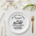 born in 1961 vintage birthday mens gift paper plate<br><div class="desc">You can add some originality to your wardrobe collection with this vintage classic truck graphic design with awesome typography font lettering, which is a great gift idea for men, women, husbands, wife grandma, and grandpa who will love this one-of-a-kind artwork. The best amazing and funny holiday present for your happy...</div>