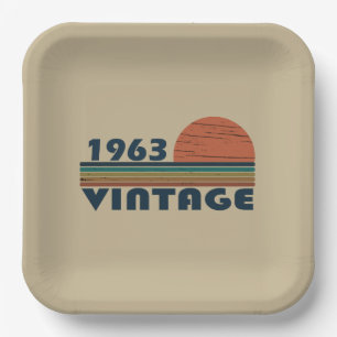 Born in 1963 vintage birthday paper plate
