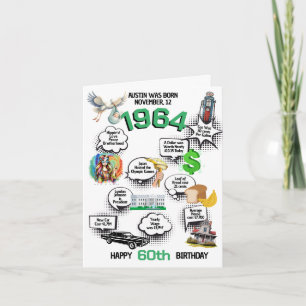 Born in 1964 Fun Facts Folded Birthday Invitation