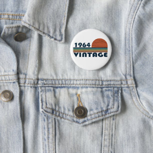 Born in 1964 vintage birthday 6 cm round badge