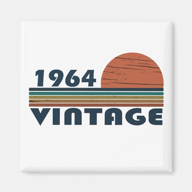 Born in 1964 vintage birthday magnet (Front)