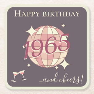 Born in 1965 60th birthday party decoration square paper coaster