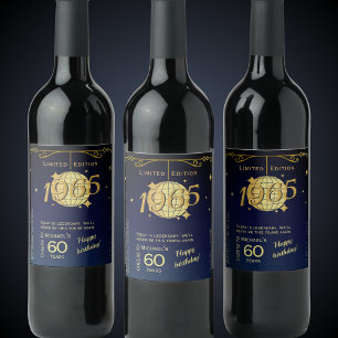 Born in 1965 60th birthday party wine bottle label