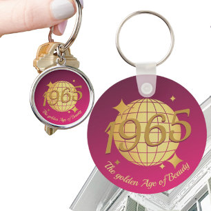 Born in 1965 60th birthday pink gold gift key ring