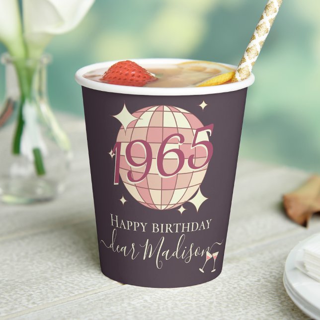 Born in 1965 60th birthday retro party decor paper cups (Creator Uploaded)