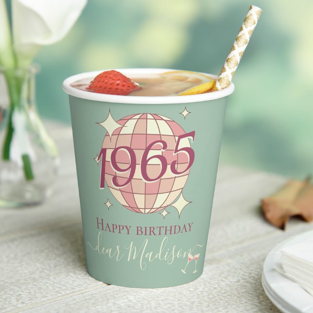 Born in 1965 60th birthday retro party decor paper cups (Creator Uploaded)