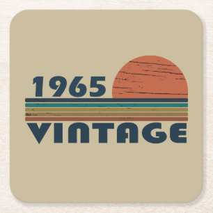 Born in 1965 vintage 60th birthday gift square paper coaster