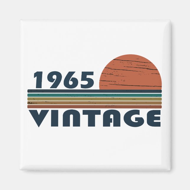Born in 1965 vintage birthday magnet (Front)