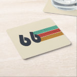 Born in 1966 vintage 60th birthday party square paper coaster<br><div class="desc">Add some originality to your wardrobe with this vintage sunset birthday graphic design featuring an awesome typography font. It's a great gift idea for men,  women,  husbands,  wives,  grandmothers,  and grandfathers who will love this unique artwork. The perfect funny holiday present for a happy birthday party.</div>