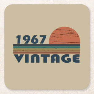 Born in 1967 vintage birthday gift square paper coaster
