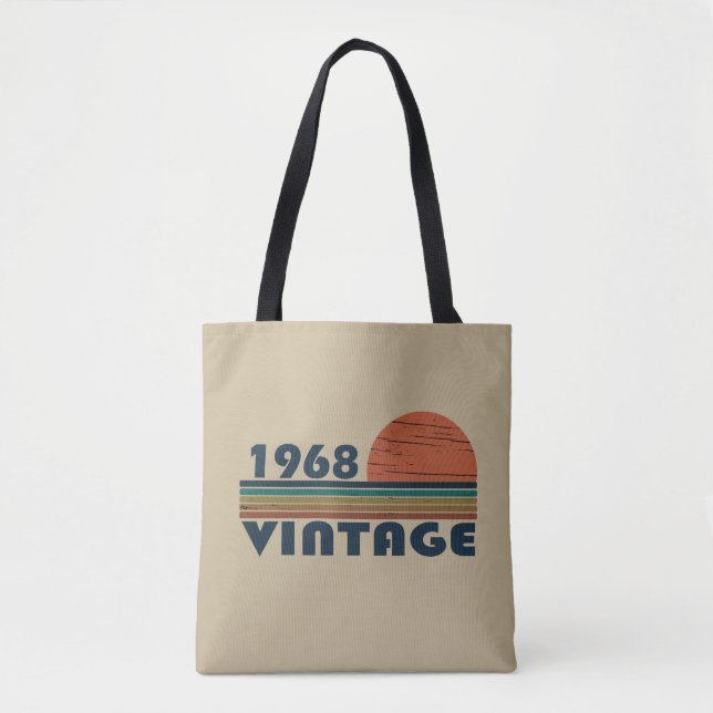 Born in 1968 vintage birthday tote bag (Front)