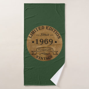 Born in 1969 vintage birthday gift bath towel