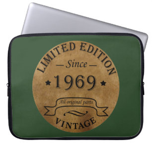 Born in 1969 vintage birthday gift laptop sleeve
