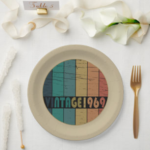 Born in 1969 vintage birthday gift paper plate