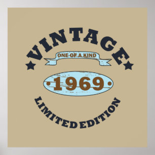 Born in 1969 vintage birthday gift poster