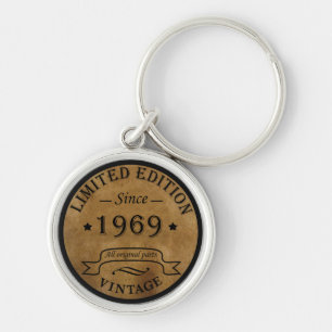 Born in 1969 vintage birthday party key ring