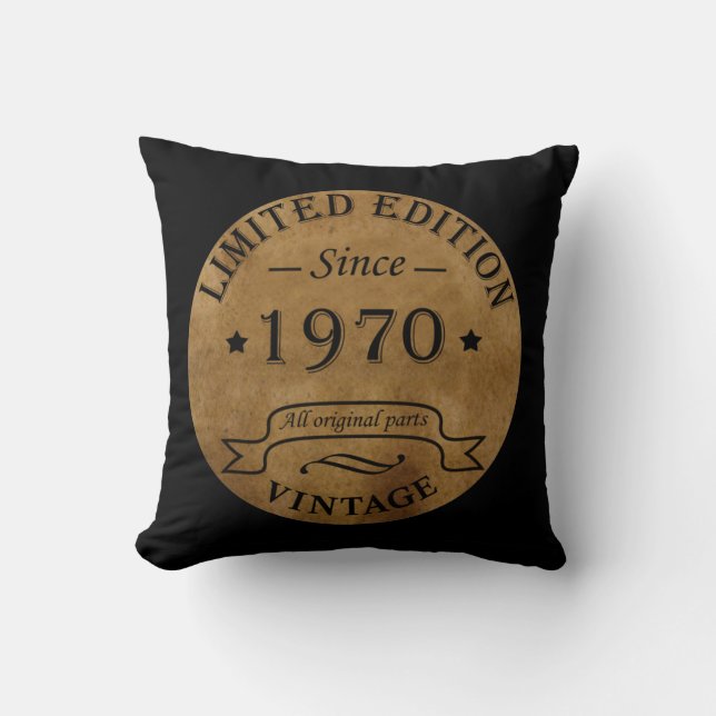 Born in 1970 vintage birthday cushion (Front)
