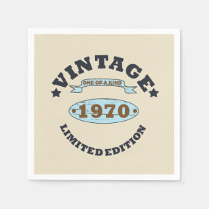 born in 1970 vintage birthday gift napkin