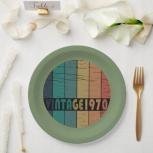 Born in 1970 vintage birthday gift paper plate