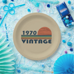 Born in 1970 vintage birthday gift paper plate