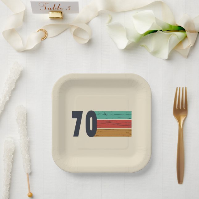 Born in 1970 vintage birthday paper plate (Wedding)