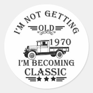 Born in 1970 vintage birthday party classic round sticker