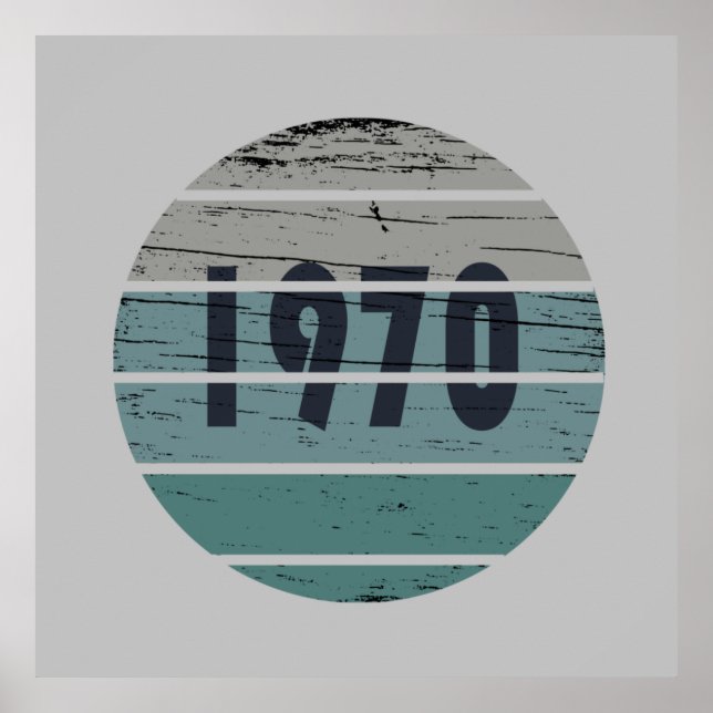 born in 1970 vintage birthday poster (Front)