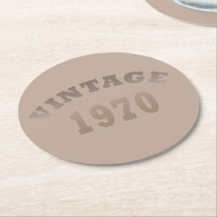 Born in 1970 vintage birthday round paper coaster