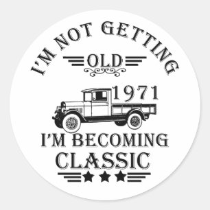 Born in 1971 vintage birthday classic round sticker